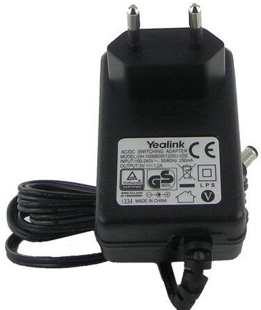 Блок питания 5VDC, 1 A для Yealink SIP-T19, T21,T23 (Вход: 100-240В 50/60 Гц 0.2А,Выход: 5В, 1А)